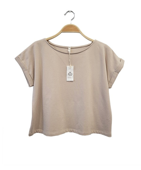 BRUSHED ORGANIC HEMP LOOSE FIT CROP TOP