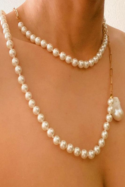 In Your Way Pearl And Chain Long Necklace