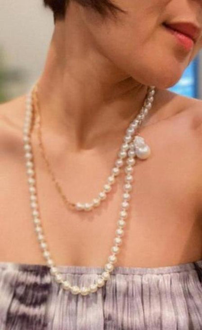 In Your Way Pearl And Chain Long Necklace