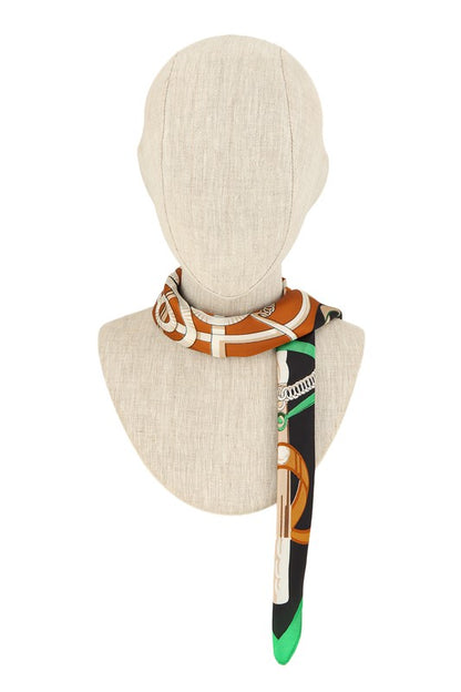 Belt and Geometric Pattern Printed Scarf