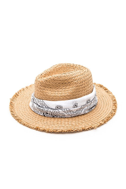 Bandana Convertible Fringe Straw Hat