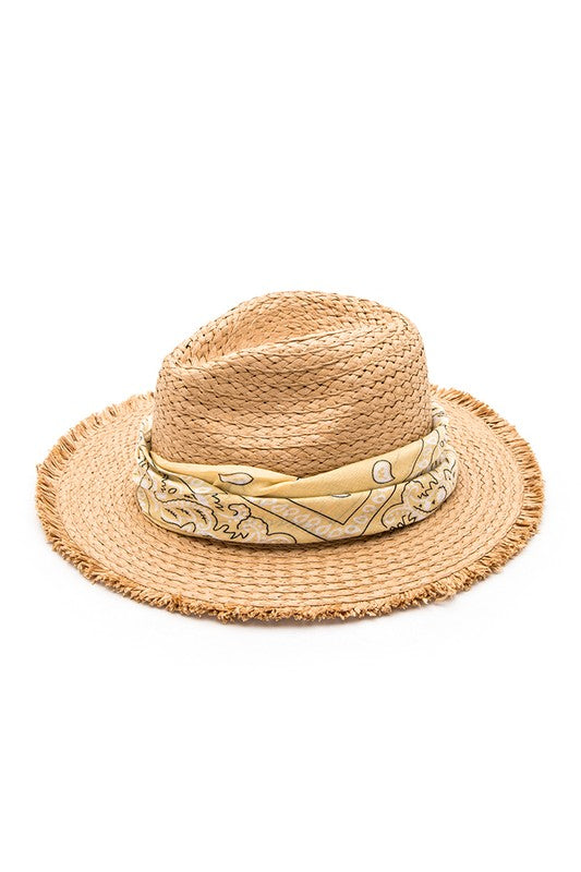 Bandana Convertible Fringe Straw Hat