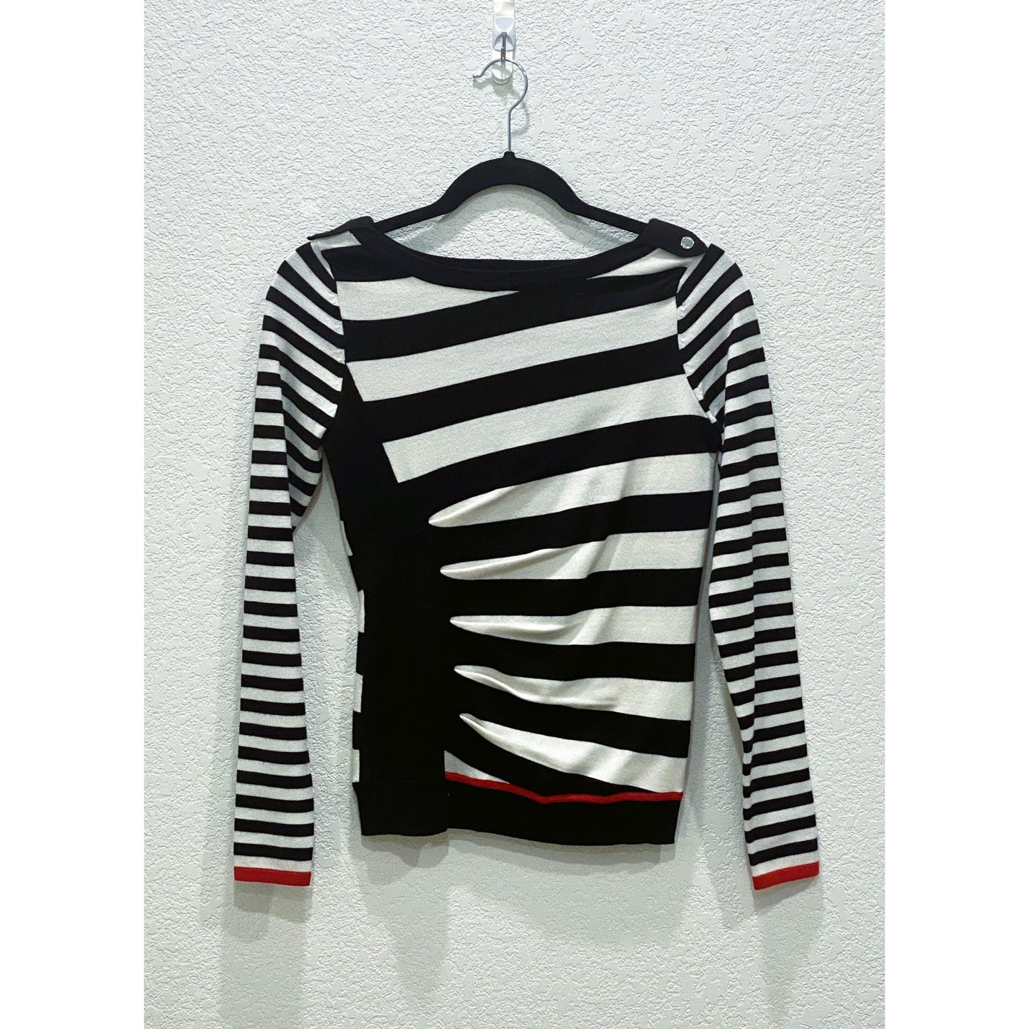 NWT Karen Millen Black and White Optical Illusion Striped Sweater - Size 2