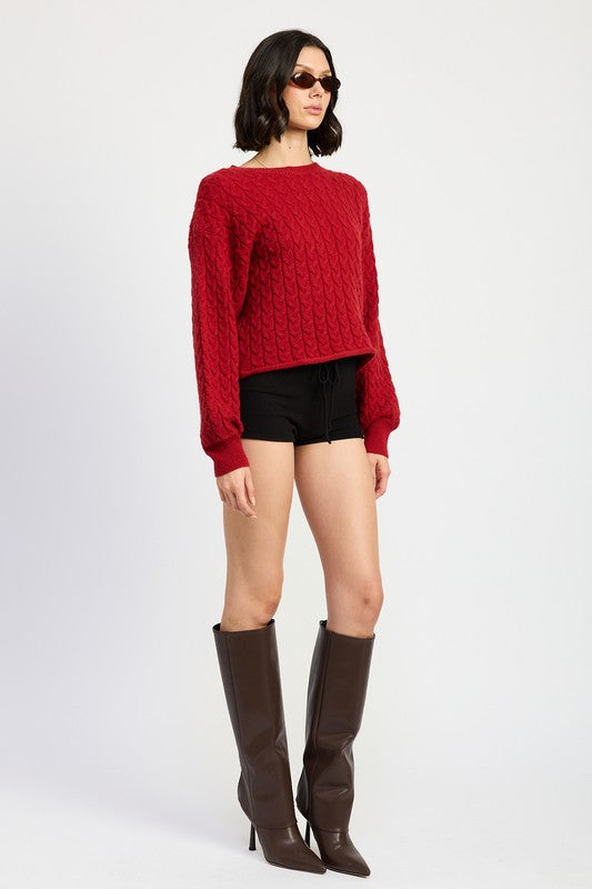 CABLE KNIT CROPPED SWEATER