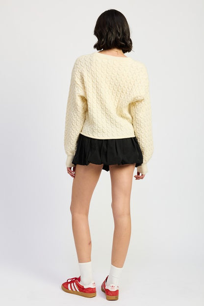 CABLE KNIT CROPPED SWEATER