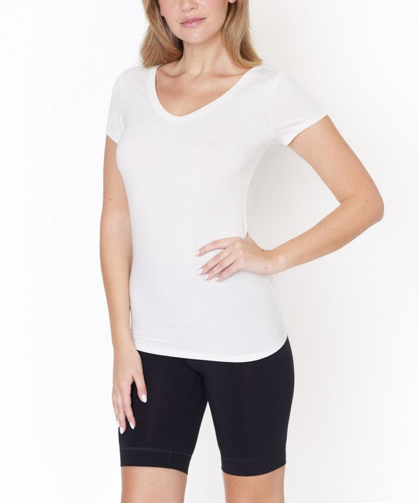 BAMBOO V NECK FITTED TOP