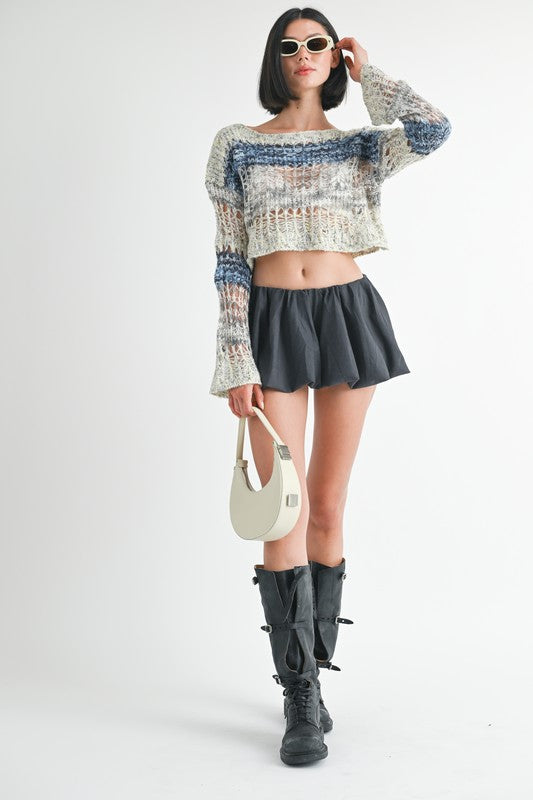 LOOSE KNITTED CROP SWEATER