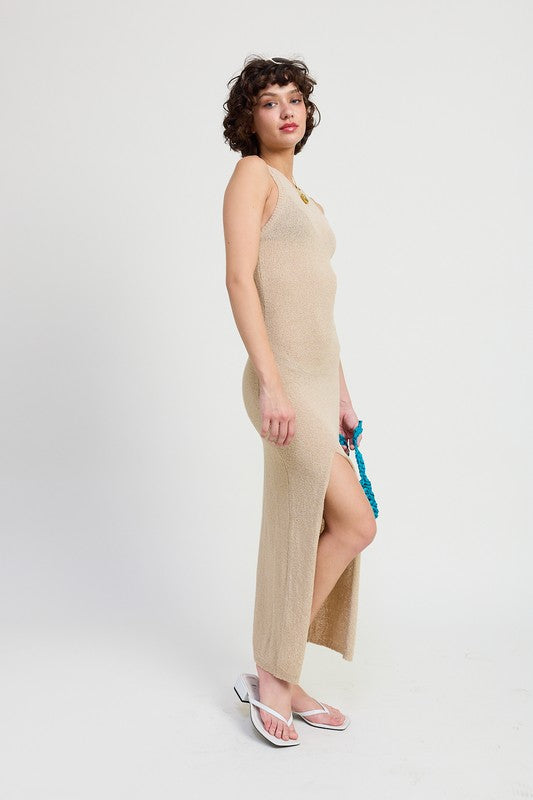 HIGH SLIT MAXI SLEEVELESS DRESS