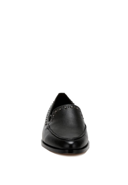 Wolferton Delicate Stud Detail Leather Loafers