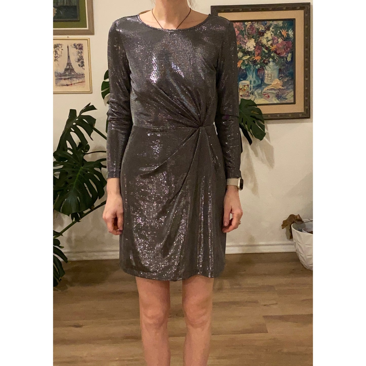 BB Dakota Glam Silver Mini Dress - Size XS