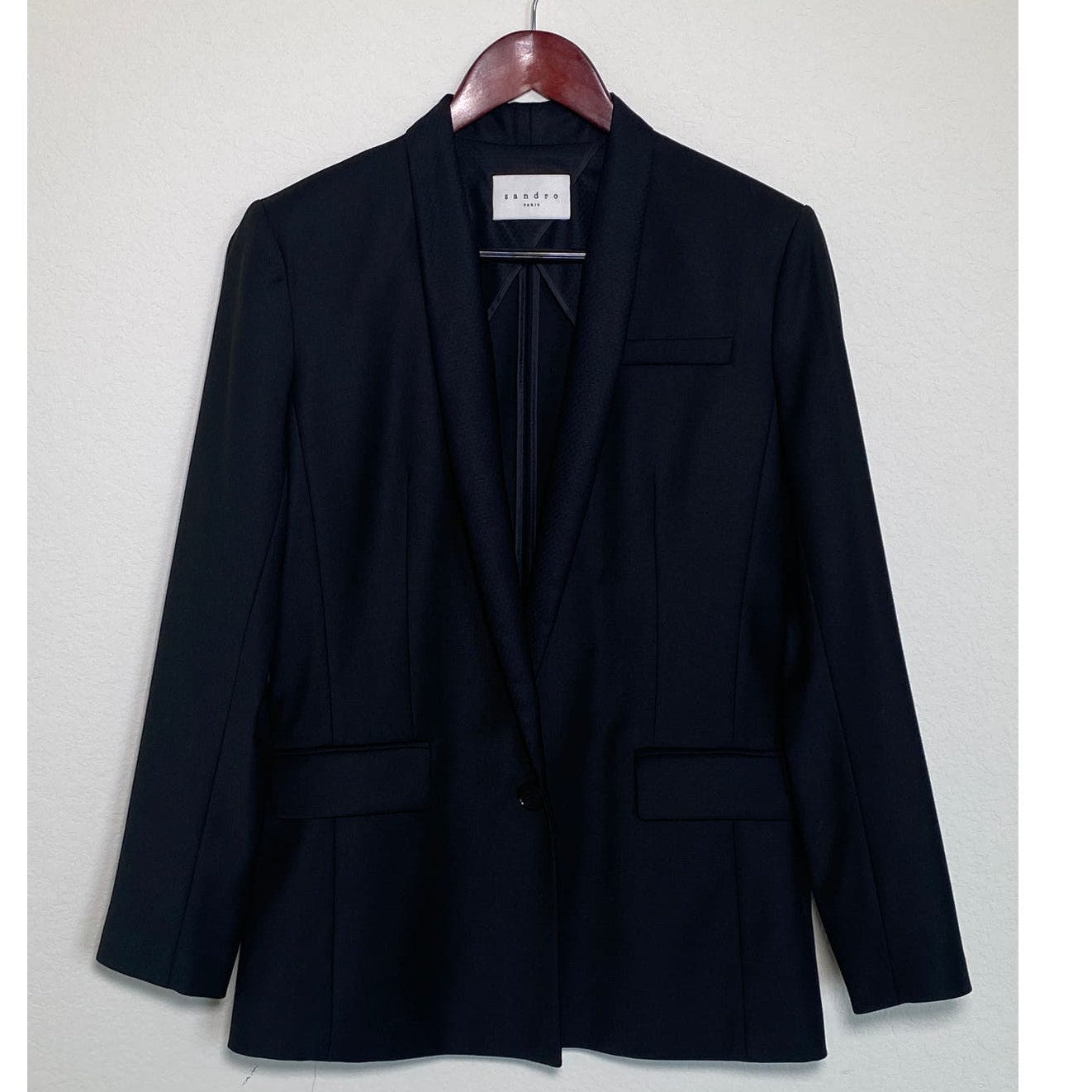 SANDRO Blazer Womens Black Tux Blazer - Size 38