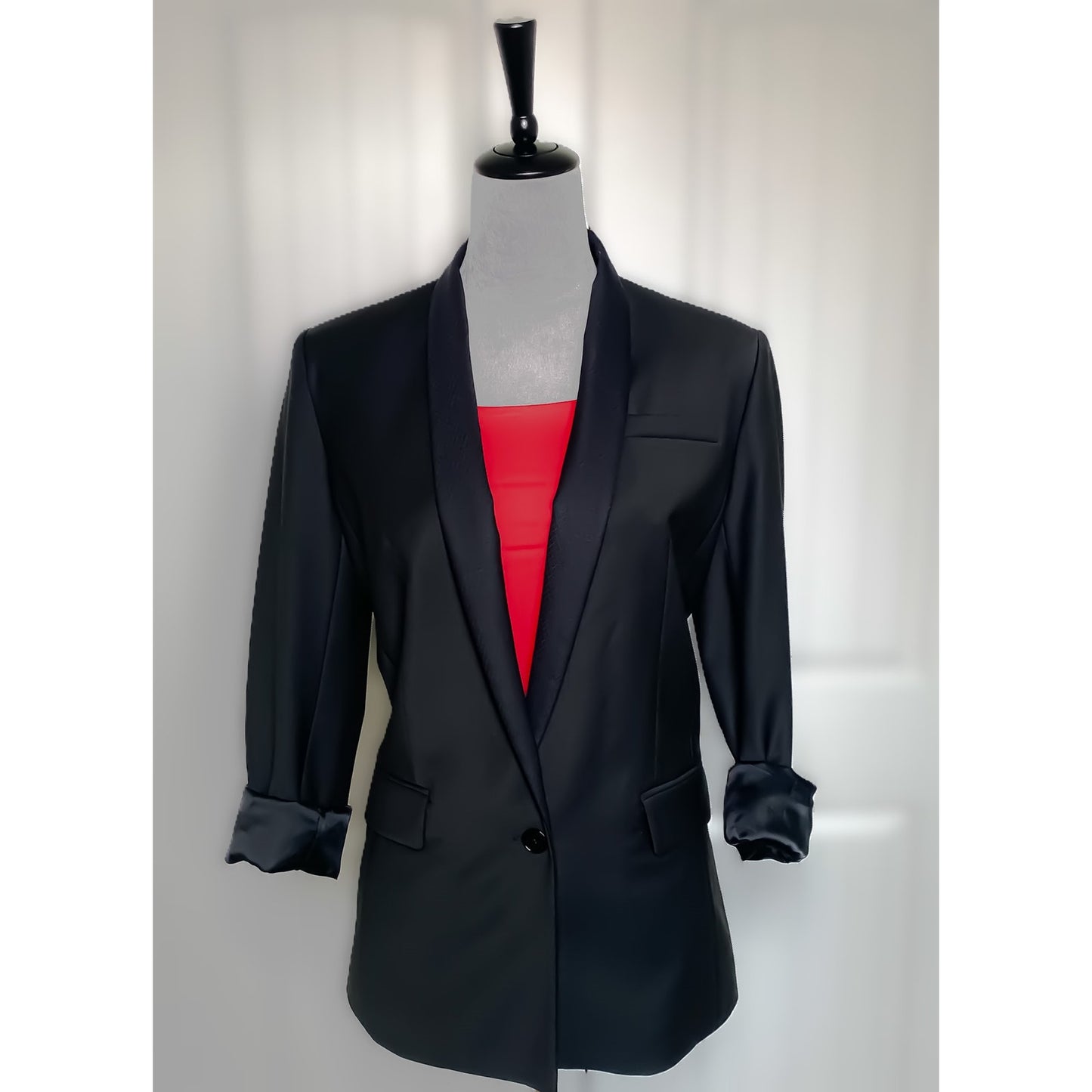 SANDRO Blazer Womens Black Tux Blazer - Size 38