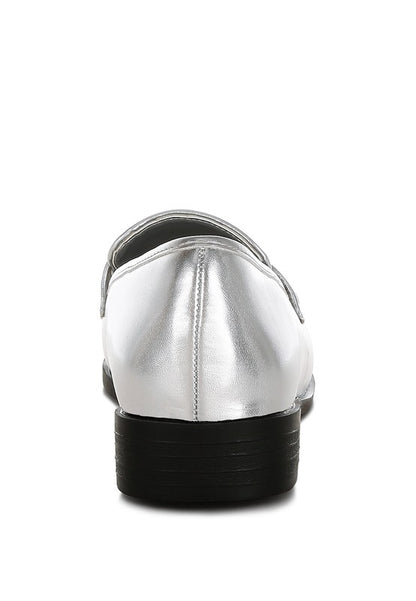 Rugle Metallic Faux Leather Flat Loafers