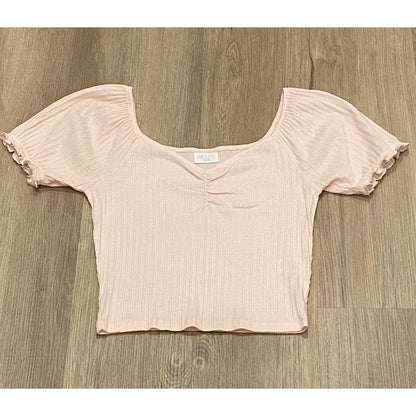 ABound Soft Pink Keen Puff Sleeve Crop Top - Size Small