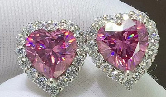 2 Carat Moissanite Heart-Shaped Earrings