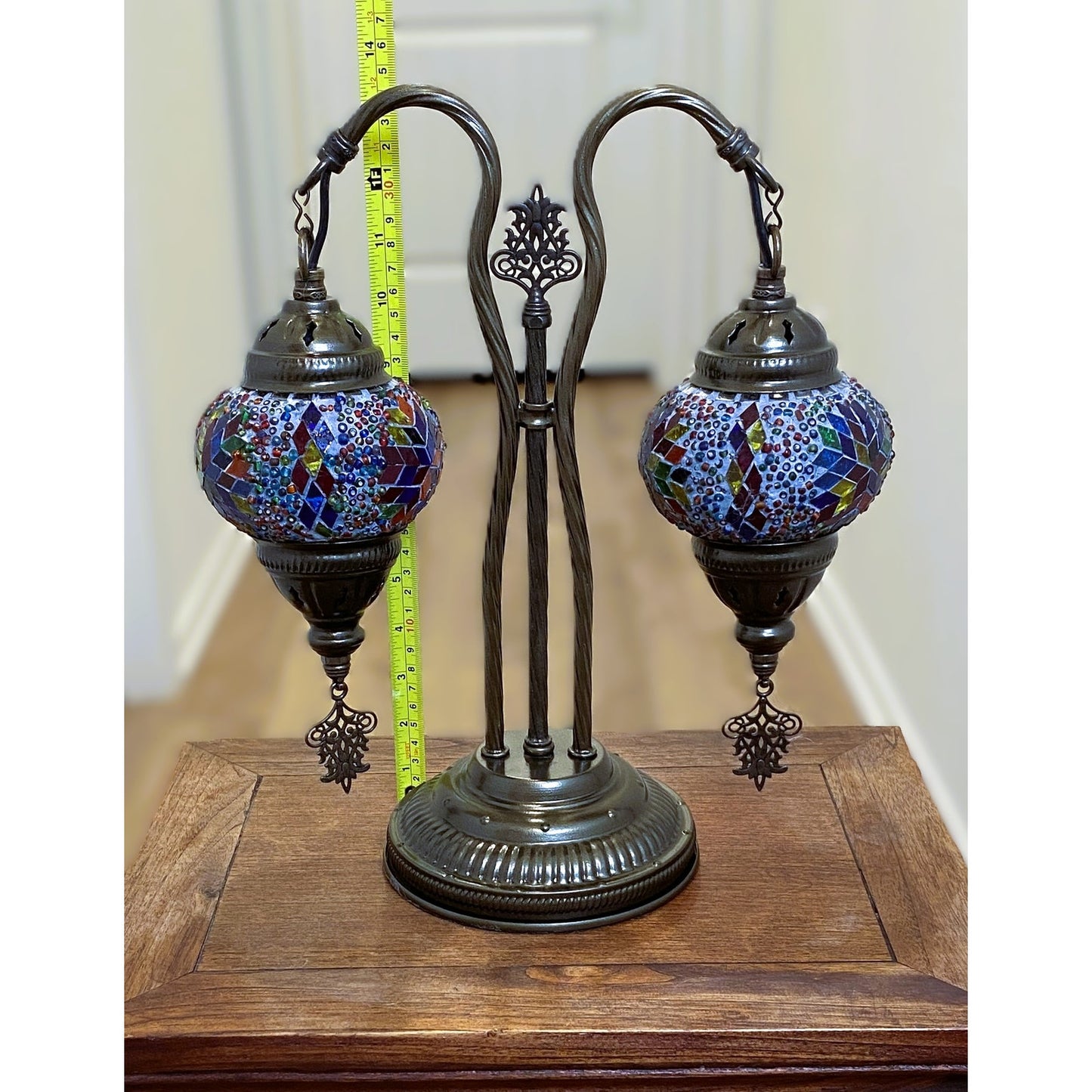 Turkish Double Light Swan Neck Mosaic Lamp Set