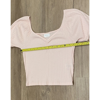 ABound Soft Pink Keen Puff Sleeve Crop Top - Size Small