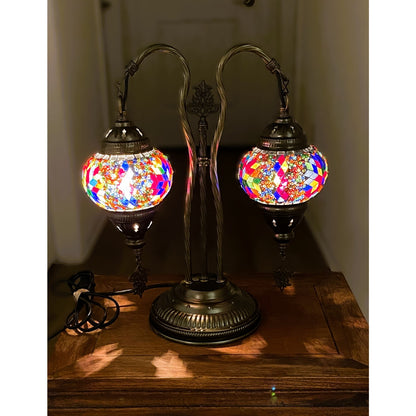 Turkish Double Light Swan Neck Mosaic Lamp Set