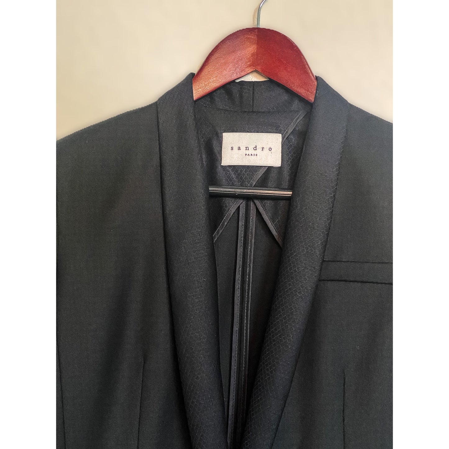 SANDRO Blazer Womens Black Tux Blazer - Size 38