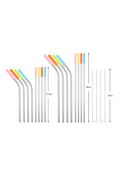 Reusable Metal Straw 20 Pcs Set & Silicone Tip