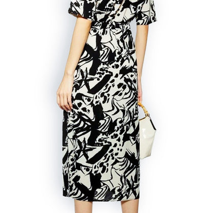 Topshop Printed Collared Midi Dress - Size 8