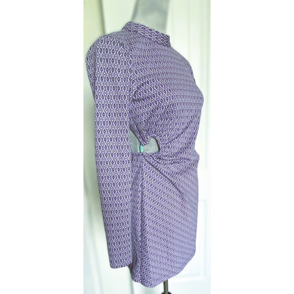 NWT ZARA Purple Lilac Cut-Out Long Sleeve High Neckline Mini Jacquard Dress - M