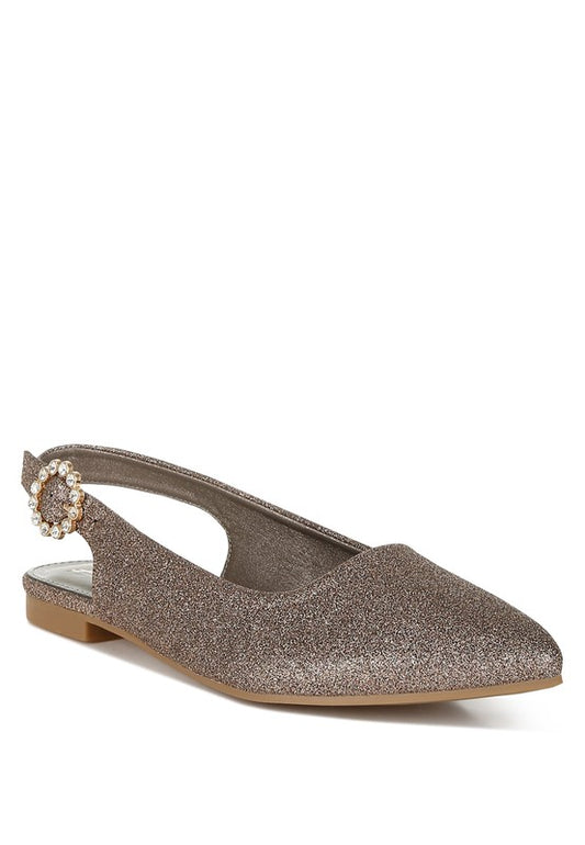 Giora Glitter Slingback Flat Sandals