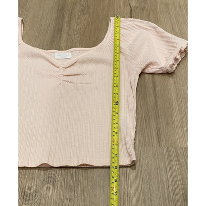 ABound Soft Pink Keen Puff Sleeve Crop Top - Size Small