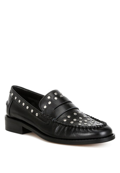 Oglavia Studs Embellished Leather Loafers