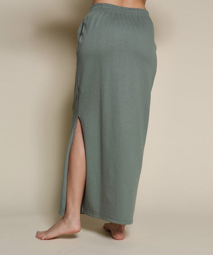 BRUSHED ORGANIC HEMP Side Slit Maxi Skirt