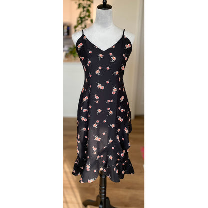 BB Dakota RSVP All Eyes on You Black Floral Knee-Length Dress - Size 4