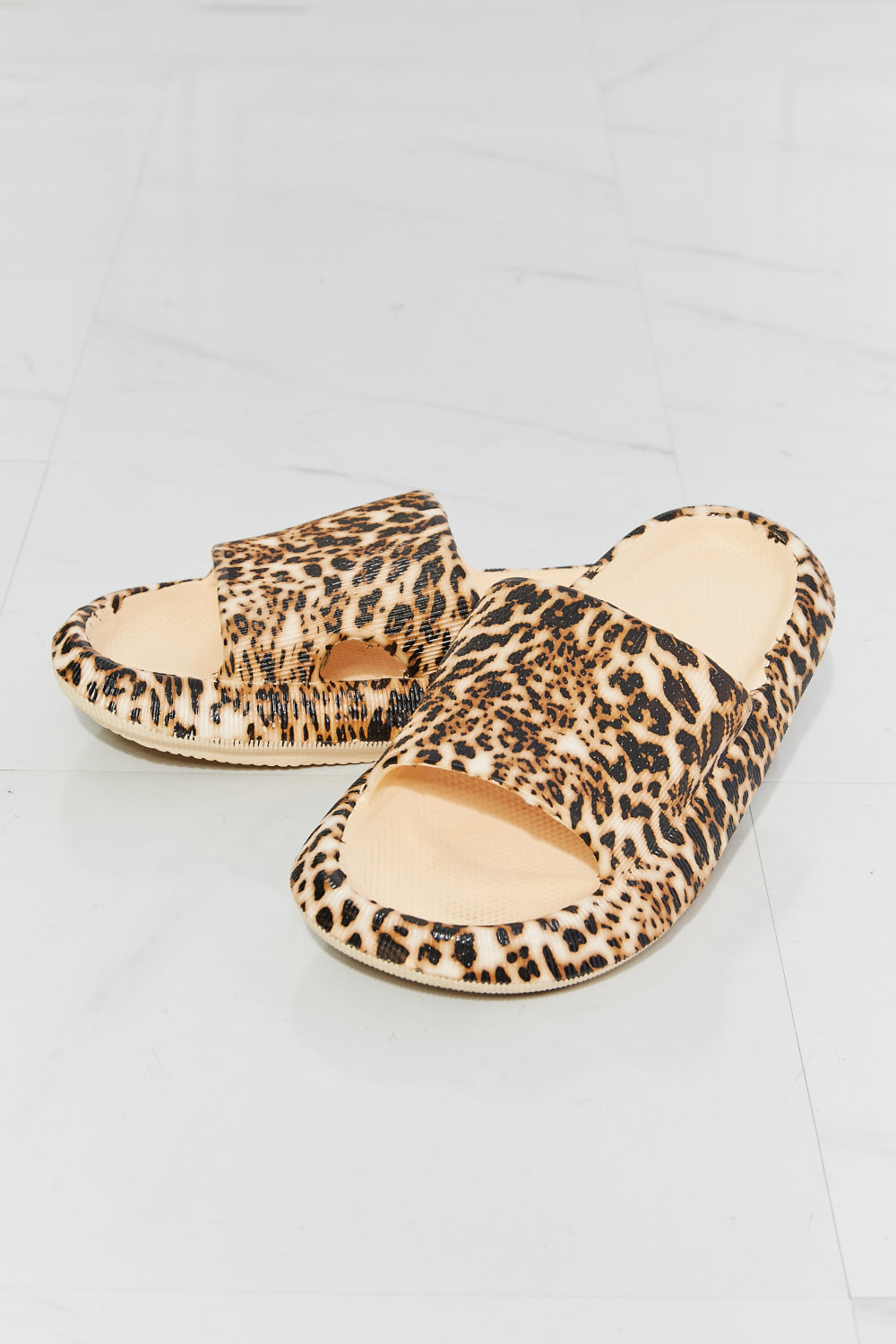 Arms Around Me Open Toe Slide Shoes in Leopard