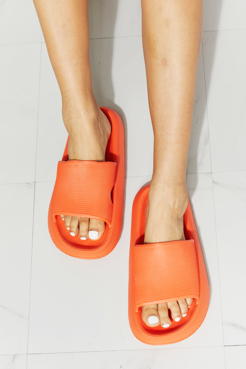 Arms Around Me Open Toe Slide Shoes in Orange