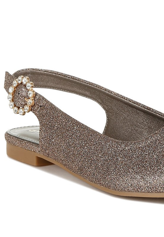 Giora Glitter Slingback Flat Sandals