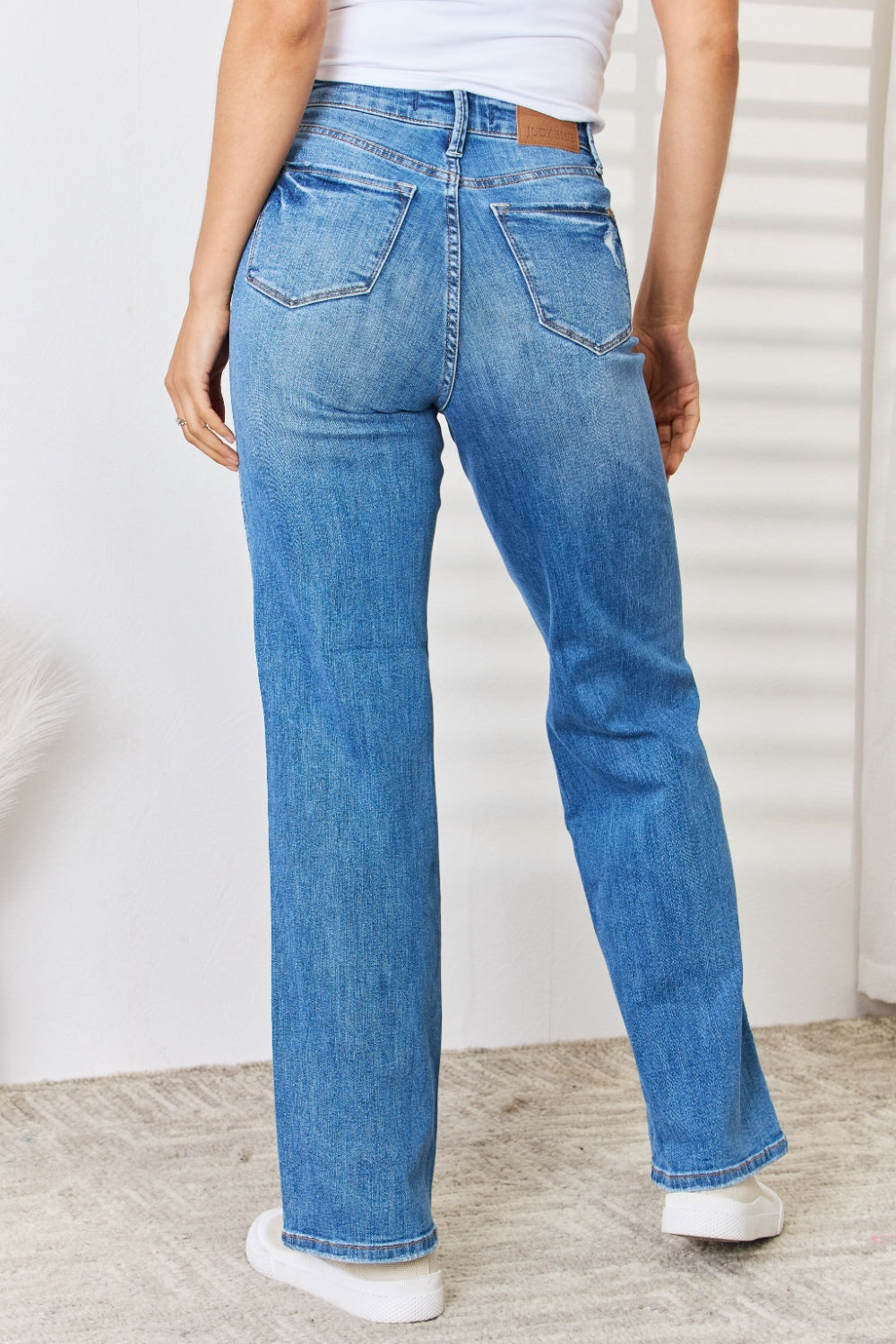 Judy Blue Full Size High Waist Distressed Straight-Leg Jeans