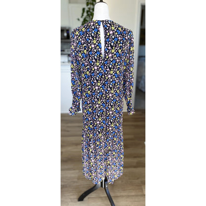 Topshop Floral Print Long Sleeve Midi Dress - Size 4