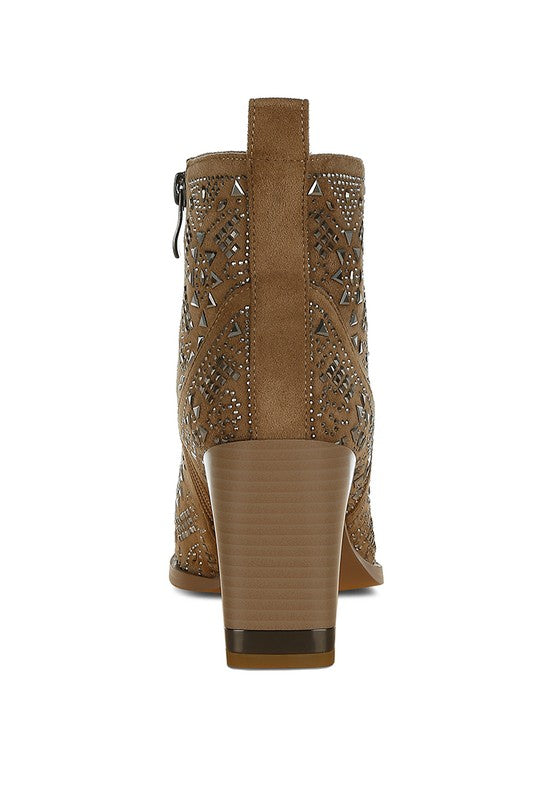 Omishi Stud Embellished Ankle Boots