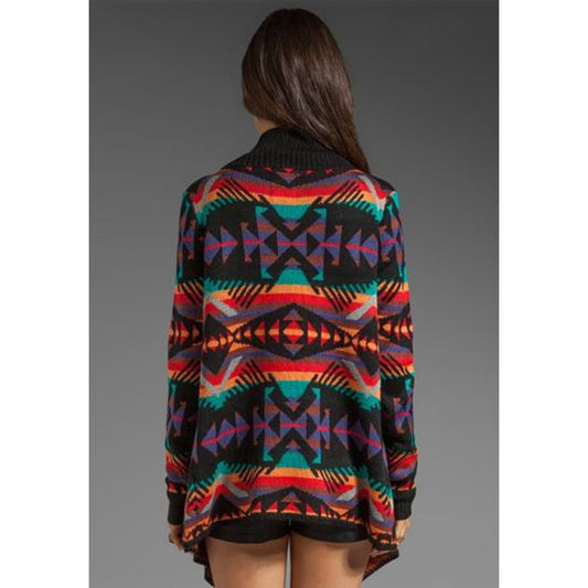 UNIF Desert Poncho Wrap Sweater in Black/Multi from REVOLVE