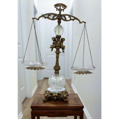 Catco Victorian Cherub Brass Tone Table Centerpiece Balance Scale