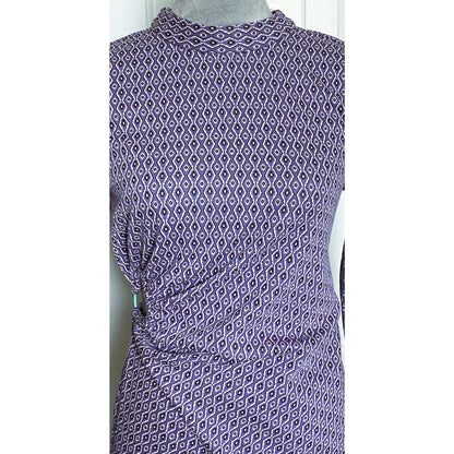 NWT ZARA Purple Lilac Cut-Out Long Sleeve High Neckline Mini Jacquard Dress - M