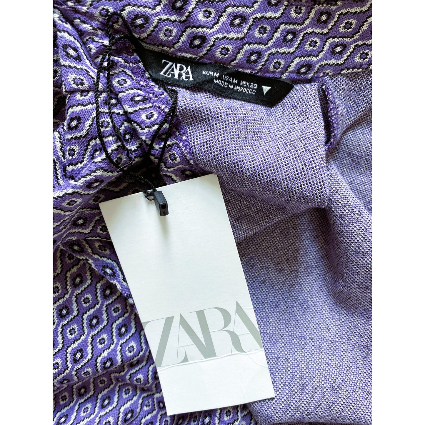 NWT ZARA Purple Lilac Cut-Out Long Sleeve High Neckline Mini Jacquard Dress - M