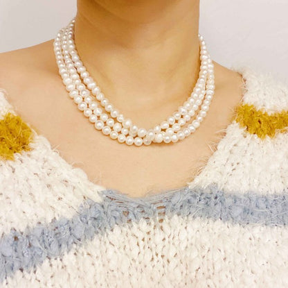 Three Strands Freshwater Pearl Necklace