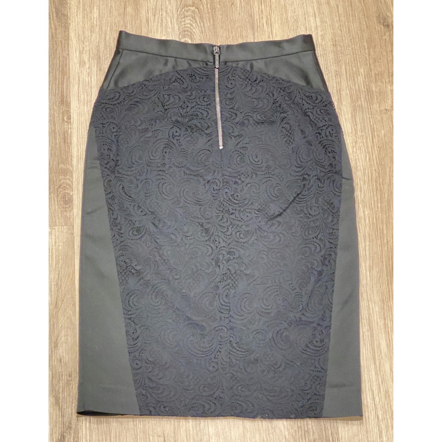 NWT Nicole Miller Artelier Black Venice Lace Zipper Pencil Skirt - Size 0