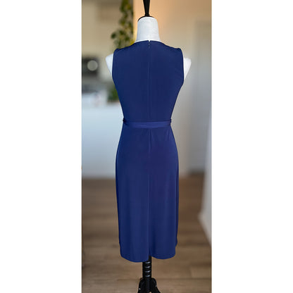 Michael Kors Navy Sleeveless Belted Midi Dress Size XS