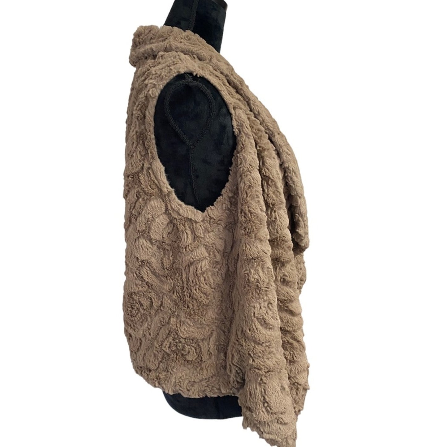 Mystree Fuzzy Brown Boho Vest - Size Small