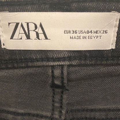 Zara Ankle-Length Black Faded Jeans with Raw Hem - Size 4