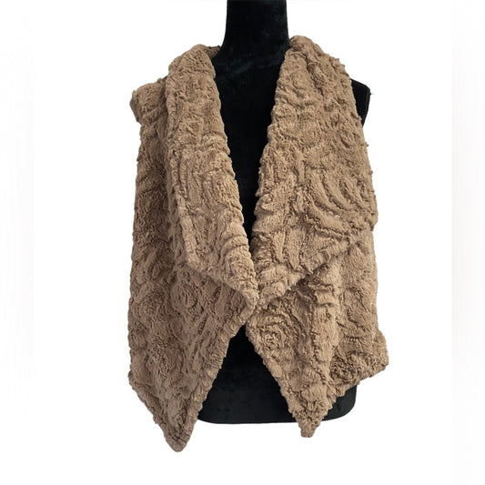 Mystree Fuzzy Brown Boho Vest - Size Small