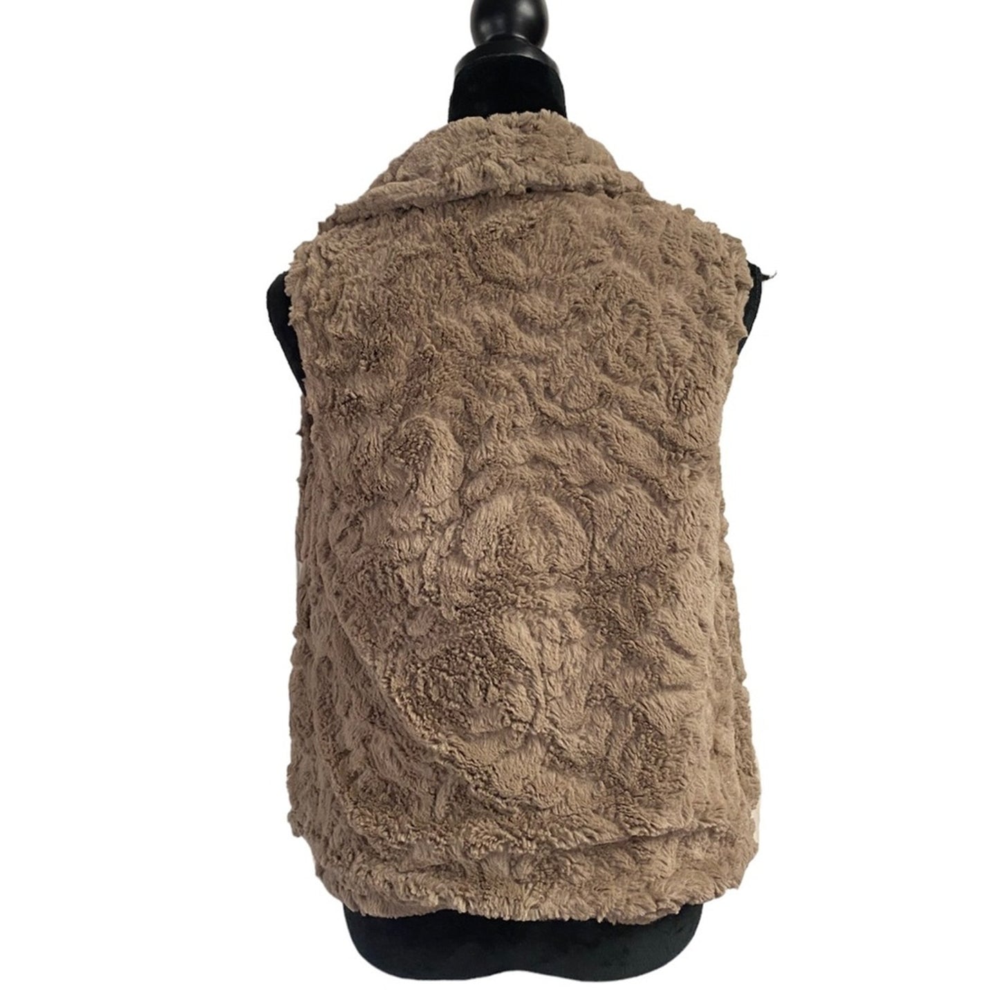 Mystree Fuzzy Brown Boho Vest - Size Small