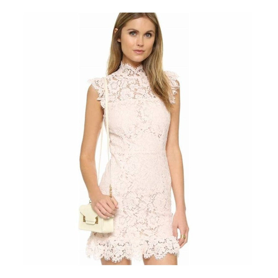 Aijek Lace Mini Dress in Blush - Designer Danielle Woo, Size 2