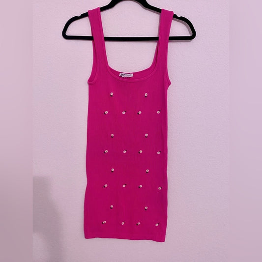 Ribbed Tank Top with Daisy Embroidery - See Video for True Color!